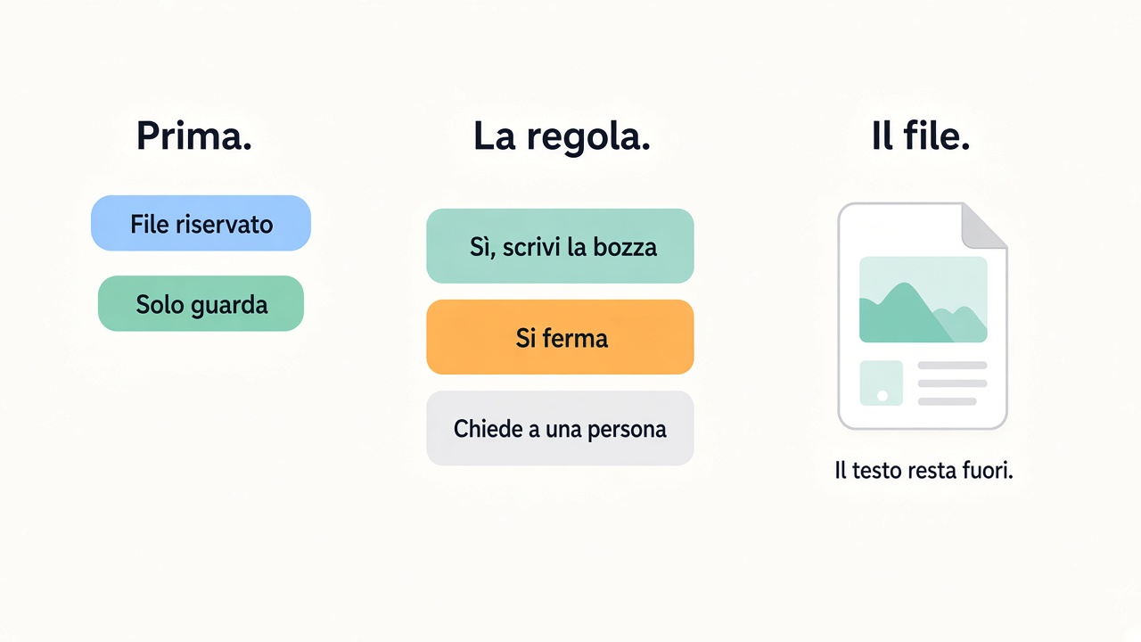 Prima il sì della regola. Il testo del file resta fuori