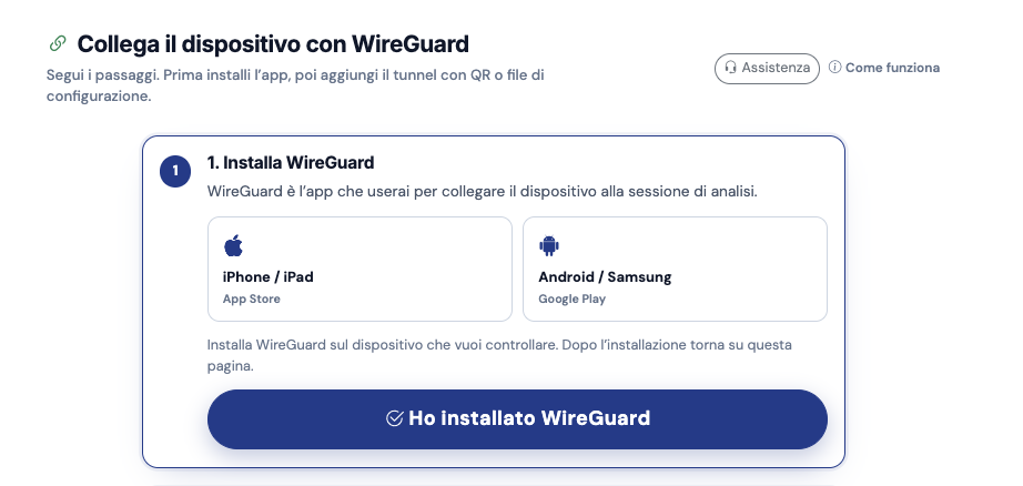 Installa WireGuard iOS/Android
