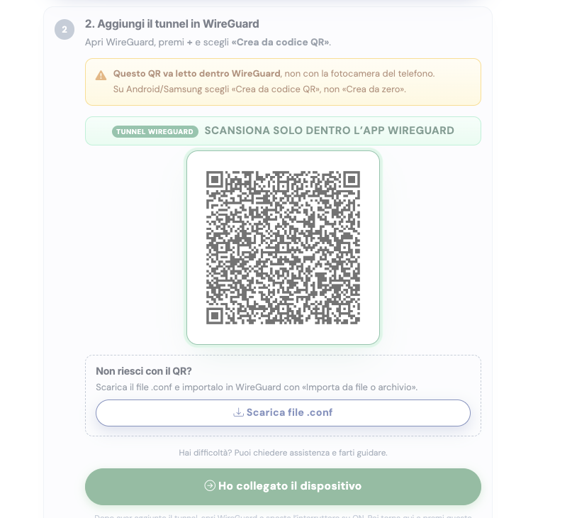 QR tunnel WireGuard