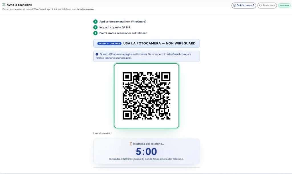 QR link avvio scansione